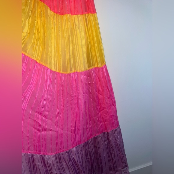 SUNDRESS NEW S/XS Stevie Palma mix color Colorful Ruffled Maxi Dress - Picture 13 of 14